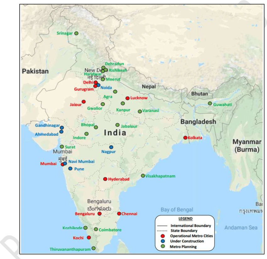 Illustrated map of India showing Mitsumi distribution footprint and routes