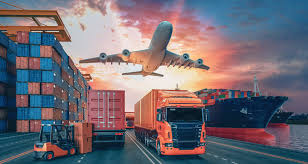 Modern warehouse and delivery trucks ready for dispatch